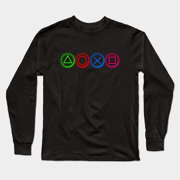 Controller Buttons Neon Long Sleeve T-Shirt by edmproject